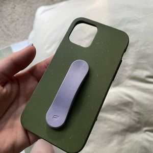 Pela Case- Olive Green with Lavender Grip iPhone 12 Pro